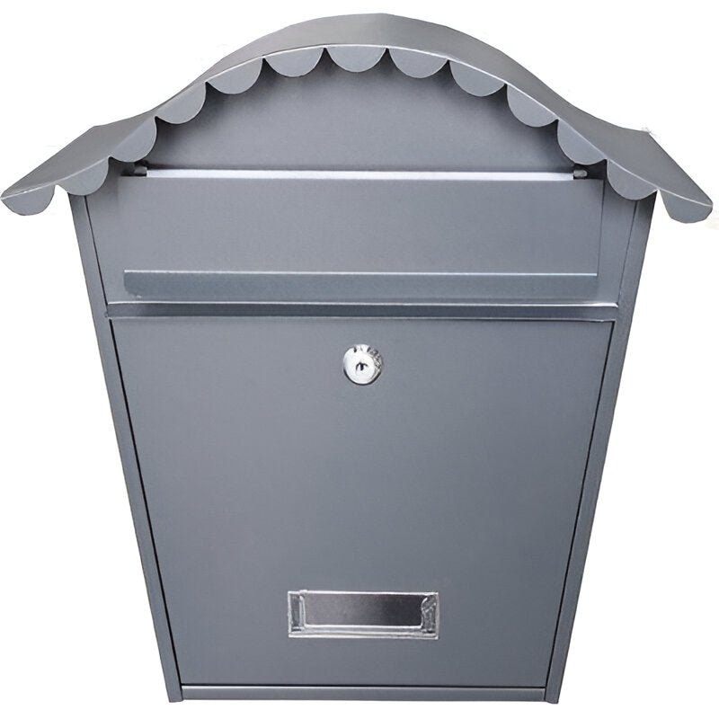 Manor Grey Traditional Steel Postbox, wall-mounted with lockable front door and rainproof A4 letterflap – Keans Claremorris