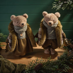 Evergreen Dressed Standing Plush Boy or Girl Bear ornament asstd 32x24x44cm