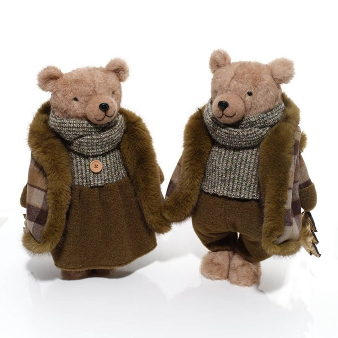 Evergreen Dressed Standing Plush Boy or Girl Bear ornament asstd 32x24x44cm - Image 3