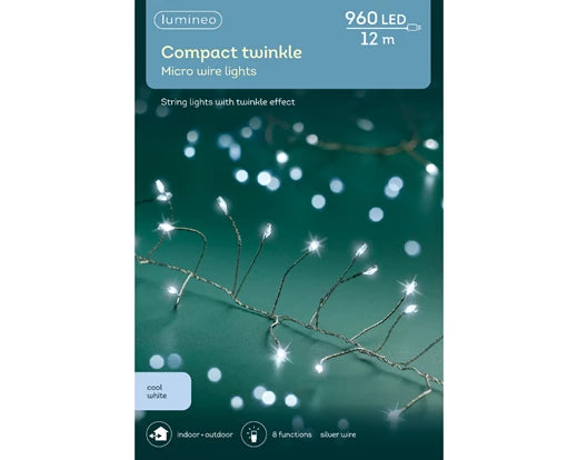 Micro LED Compact Lights – Outdoor (Silver/Cool White, Twinkle Effect) L.12m 960L - Image 3