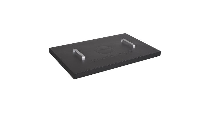 Blackstone 28" Hard Cover with two metal handles and embossed logo on black powder-coated surface.