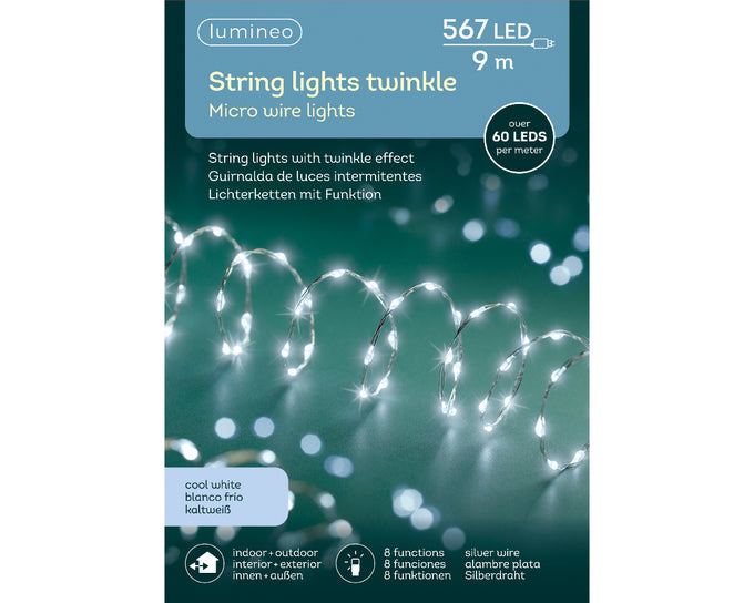 567L Micro LED extra dense lights gb 8 function outdoor silver/cool white L.900cm - Image 2