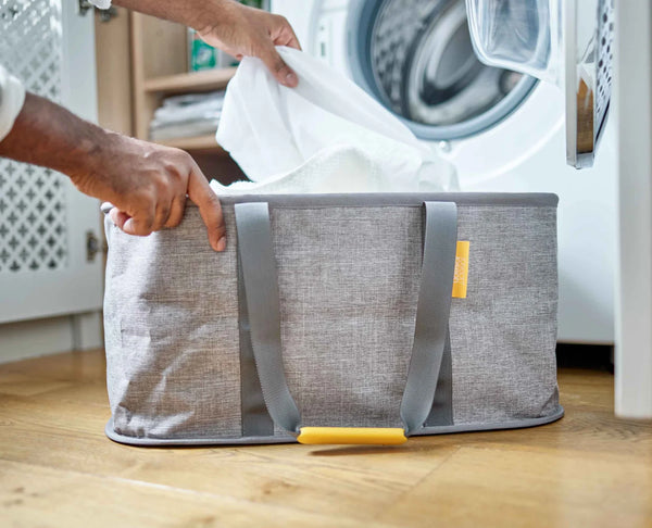 JJ 55L Hold All Max Laundry Basket in grey, durable, foldable, moisture-resistant with strong handles - Keans Claremorris