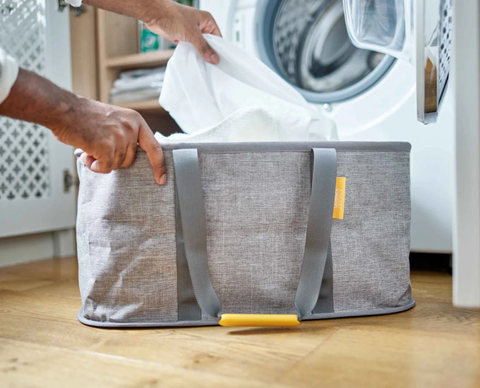 JJ 55L Hold All Max Laundry Basket in grey, durable, foldable, moisture-resistant with strong handles - Keans Claremorris