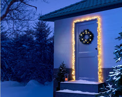 Micro LED Outdoor Door Lights Warm White Twinkle Effect Gold Cable 550cm – Keans Claremorris