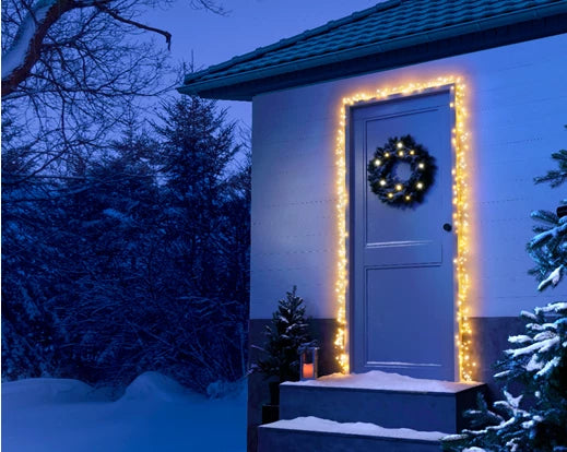 Micro LED Outdoor Door Lights Warm White Twinkle Effect Gold Cable 550cm – Keans Claremorris