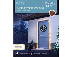 Micro LED Outdoor Door Lights Warm White Twinkle Effect Gold Cable 5.5m – Keans Claremorris