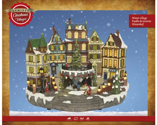 LED Scenery Polyresin Flashing Effect Indoor, Warm White L.25.5cm x W.40cm x H.31.5cm Victorian Style Village - Image 2