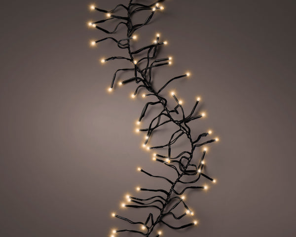 2040 LED Cluster Lights Classic Warm 19m green cable, 8 twinkle modes, timer, weatherproof – Keans Claremorris