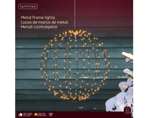 Micro LED Metal Ball Frame Light – Classic Warm White 38cm Outdoor - Image 3