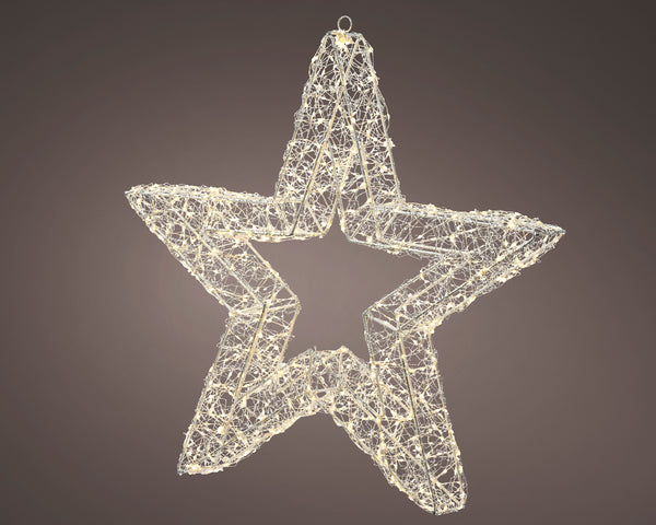 720L Metal Star Micro LED Outdoor Light, Warm White, Silver Frame, 58cm – Keans Claremorris