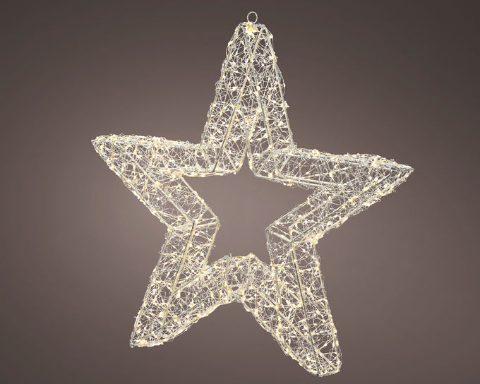 720L Metal Star Micro LED Outdoor Light, Warm White, Silver Frame, 58cm – Keans Claremorris
