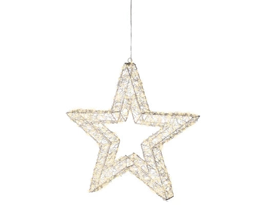 720L Metal Star Micro LED Outdoor Light, Warm White, Silver Frame, 58cm – Keans Claremorris