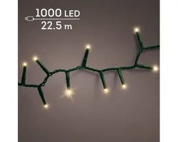 LED Compact Lights  8 Function Twinkle Effect Outdoor, Green Cable/Soft Gold L.2250cm 1000l