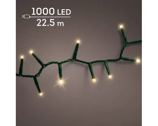 LED Compact Lights  8 Function Twinkle Effect Outdoor, Green Cable/Soft Gold L.2250cm 1000l - Image 1