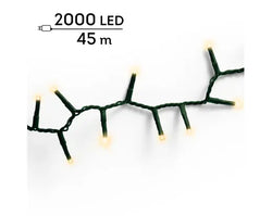 LED Compact Lights  8 Function Twinkle Effect Outdoor, Green Cable/Soft Gold L.4500cm 2000l