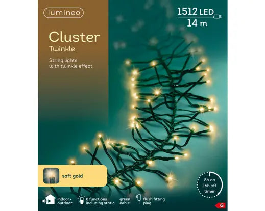 1512 LED Cluster Lights – Soft Gold LEDs, 14m - Image 7