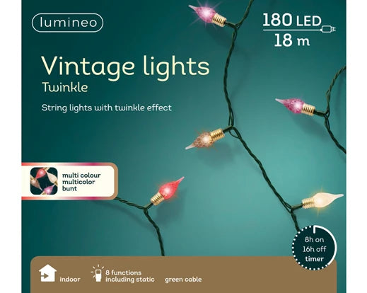 LED Vintage Lights – Multi (180L, 17.9m)/classic warm/brown/purple/red - Image 2