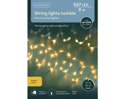Micro LED Extra Dense Lights – 567 Classic Warm LEDs, 9m (Silver Cable)