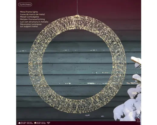 Micro LED Metal Wreath – Silver 116cm 1800l - Image 2