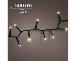LED Compact Lights  8 Function Twinkle Effect Outdoor, Green Cable/Soft Gold L.1100cm 500L