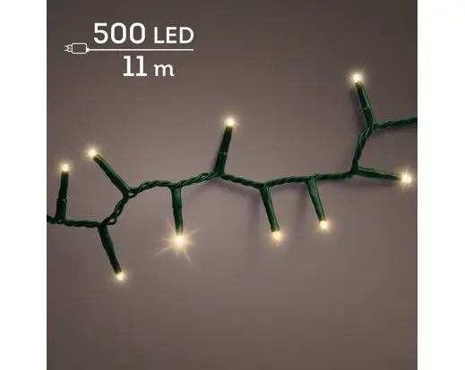 LED Compact Lights  8 Function Twinkle Effect Outdoor, Green Cable/Soft Gold L.1100cm 500L - Image 1