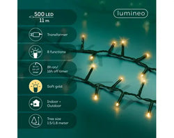 LED Compact Lights  8 Function Twinkle Effect Outdoor, Green Cable/Soft Gold L.1100cm 500L
