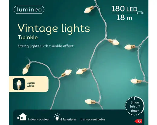 LED Vintage Lights – 180 Warm White LEDs, Transparent Cable L.1790cm - Image 2