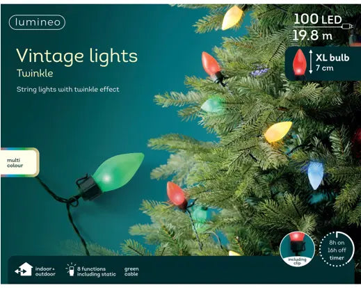LED Vintage XL Lights – 100 Multi-Colour LEDs, L.1980cm - Image 2