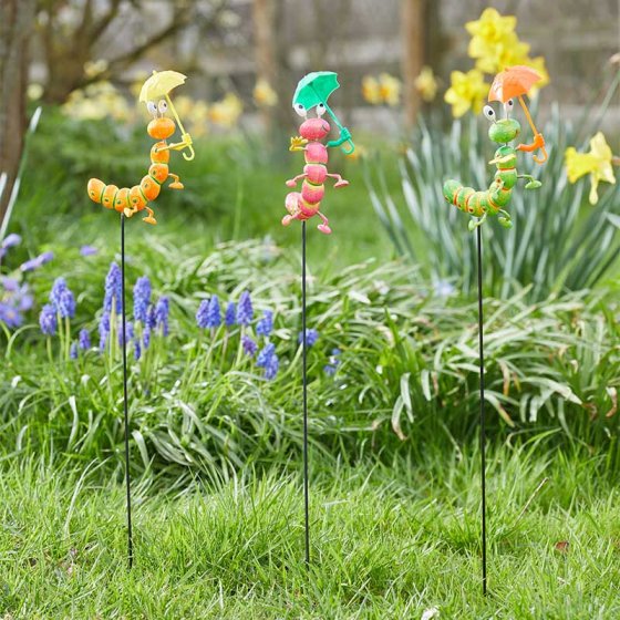 Colorful hand-painted Brolly Bugs Loony Stakes garden border stake, 53x6.5x15.5cm, fun designs – Keans Claremorris