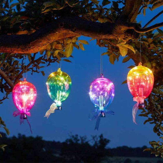 Colorful Firefly Balloon glass ornament, indoor/outdoor, random blue, red, yellow, or purple - Keans Claremorris