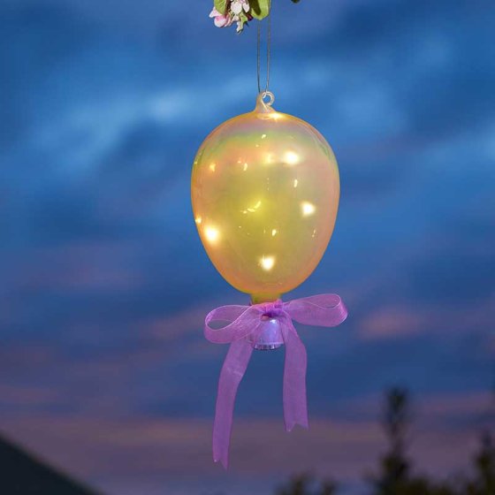 Opalesque Balloon ornamental glass decoration, indoor/outdoor use, battery-powered, 23x12x12 cm – Keans Claremorris