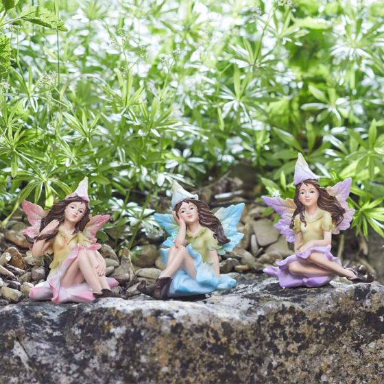 Flower Nymphs garden fairy figurine, colorful weather-resistant polyresin, indoor/outdoor decor, 9x6.5x6.5 cm – Keans