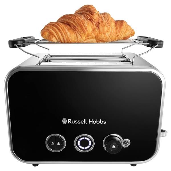 Russell Hobbs Distinctions 2 Slice Black Toaster, sleek design, adjustable browning, available at Keans Claremorris