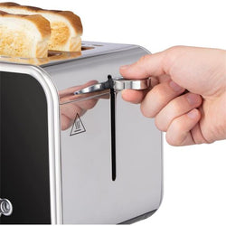 Russell Hobbs Distinctions 2 Slice Black Toaster 26430, sleek design, adjustable browning, available at Keans Claremorris