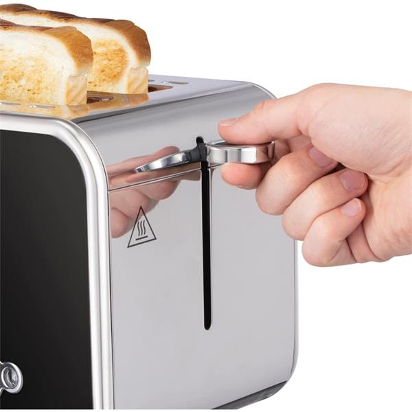 Russell Hobbs Distinctions 2 Slice Black Toaster 26430, sleek design, adjustable browning, available at Keans Claremorris