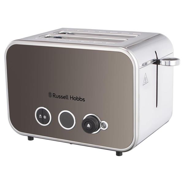 Russell Hobbs Distinctions 2-slice titanium toaster with long slots, lift and look, LED countdown, bun warmer – Keans