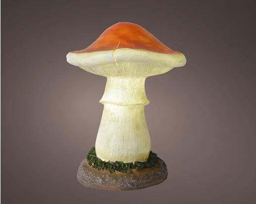 Led Mushroom Gb Fibreglass Steady Outdoor Brown/Cool White L.29.5Cm X W.28Cm X H.37.5Cm - KeansClaremorris