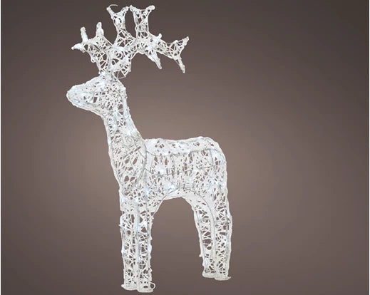 120L LED outdoor reindeer decoration, soft acrylic, cool white flashing LEDs, 110cm tall – Keans Claremorris