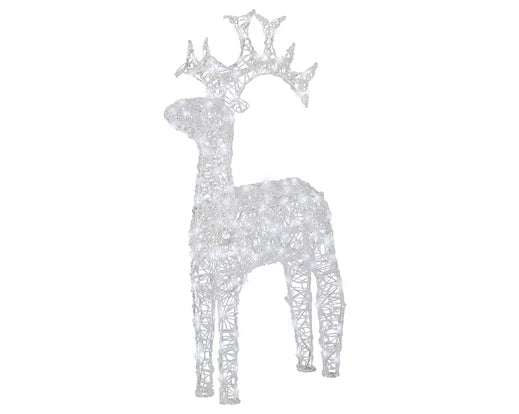 120L LED Outdoor Reindeer with Soft Acrylic, Cool White Flashing Lights, 116cm High – Keans Claremorris
