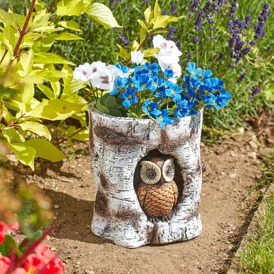 Owl Log Planter - Image 1