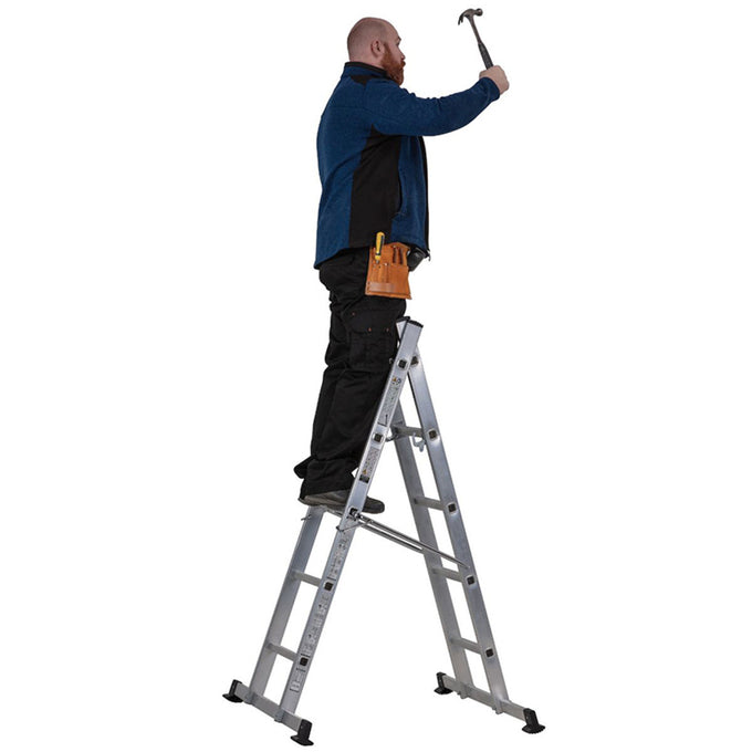 Youngman 5101518 Pro-Deck 5 Way Combination Ladder, versatile multi-position ladder, available at Keans Claremorris