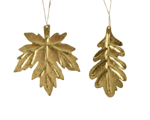 Gold Leaf Iron Hanging Decoration 15cm, gold finish, left or right leaf design, durable, elegant décor – Keans Claremorris