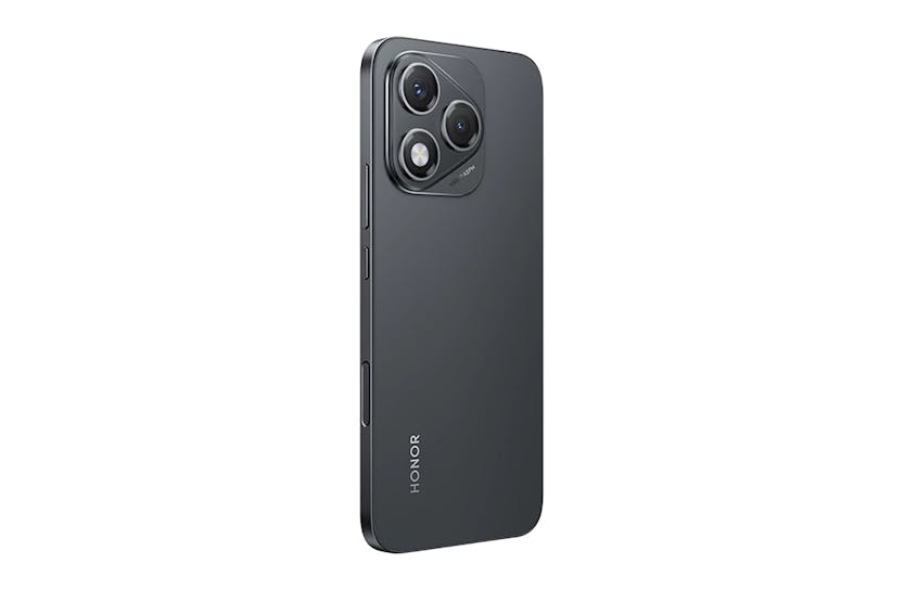 Honor 400 Lite Velvet Black smartphone showing rear side with dual cameras and HONOR logo.