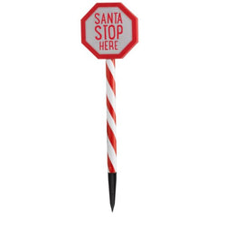 Santa Stop Here sign, battery operated holiday decoration, festive Christmas decor, available at Keans Claremorris