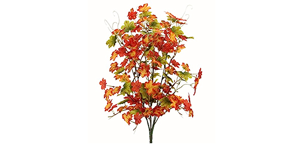 Pack of 9 artificial 50cm Maple Leaf Bushes with realistic leaves, vibrant color, low maintenance - Keans Claremorris