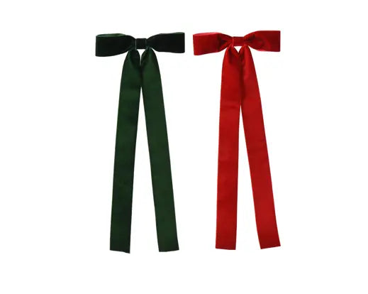 Velvet Christmas Bows – Set of 3 | Red or Dark Green H.40cm - Image 2