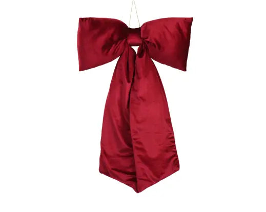 Oxblood Velvet Christmas Bow – 80cm Hanging Decoration - Image 1