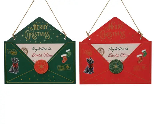 Christmas Dog Envelope Hanging Ornament – Red or Green | Sold Singly