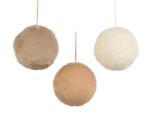 Faux Fur Bauble – 20cm (3 Assorted Colours) - Image 1